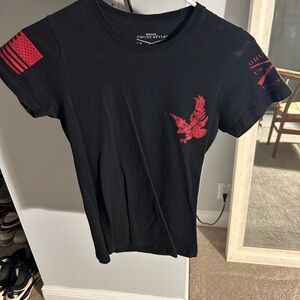 Grunt Style Black Tee with Red Eagle and Flag